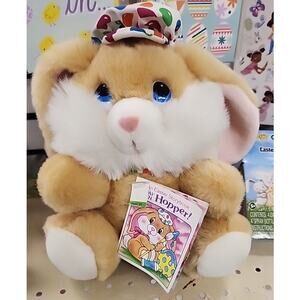 Vtg Walmart Bunny Rabbit Plush 11"  Jelly Beans Easter  Hoppers Story Book NWT